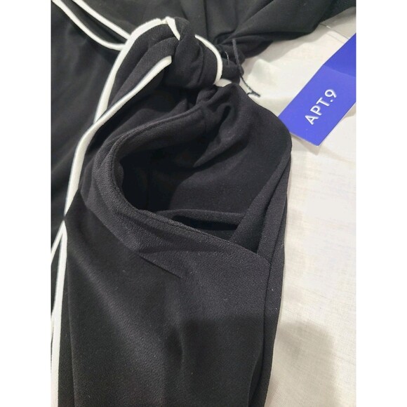 NWT $60 Apt 9 Black White Midi Cropped Wide Leg Ruffled  Sleeve Jumpsuit Sz S - Picture 6 of 12